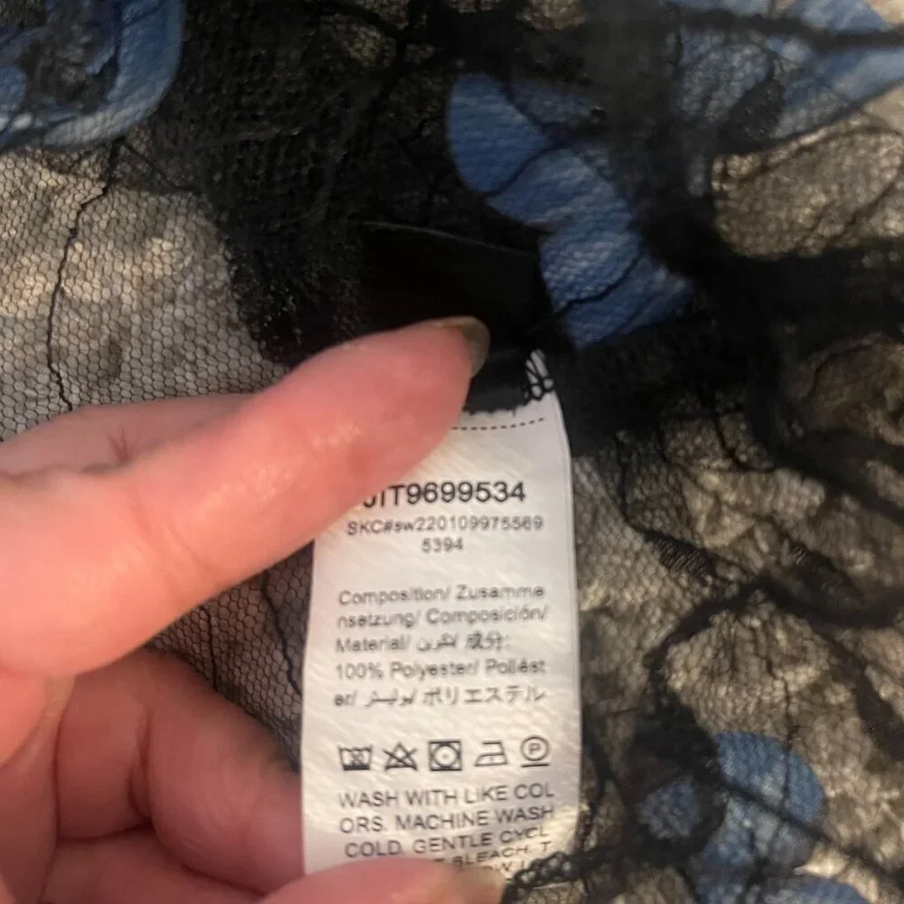 SHEIN Sheer Butterfly Mesh Top Black Blue Size S Y2K - Picture 7 of 7